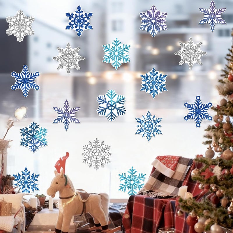 Machomby 48 Pcs Winter Snowflake Cutouts, Snowflake Paper Cutouts Bulletin Board Decorations for Home School Classroom Winter Christmas Holiday Party Chalkboard Window Wall Decor - Image 4